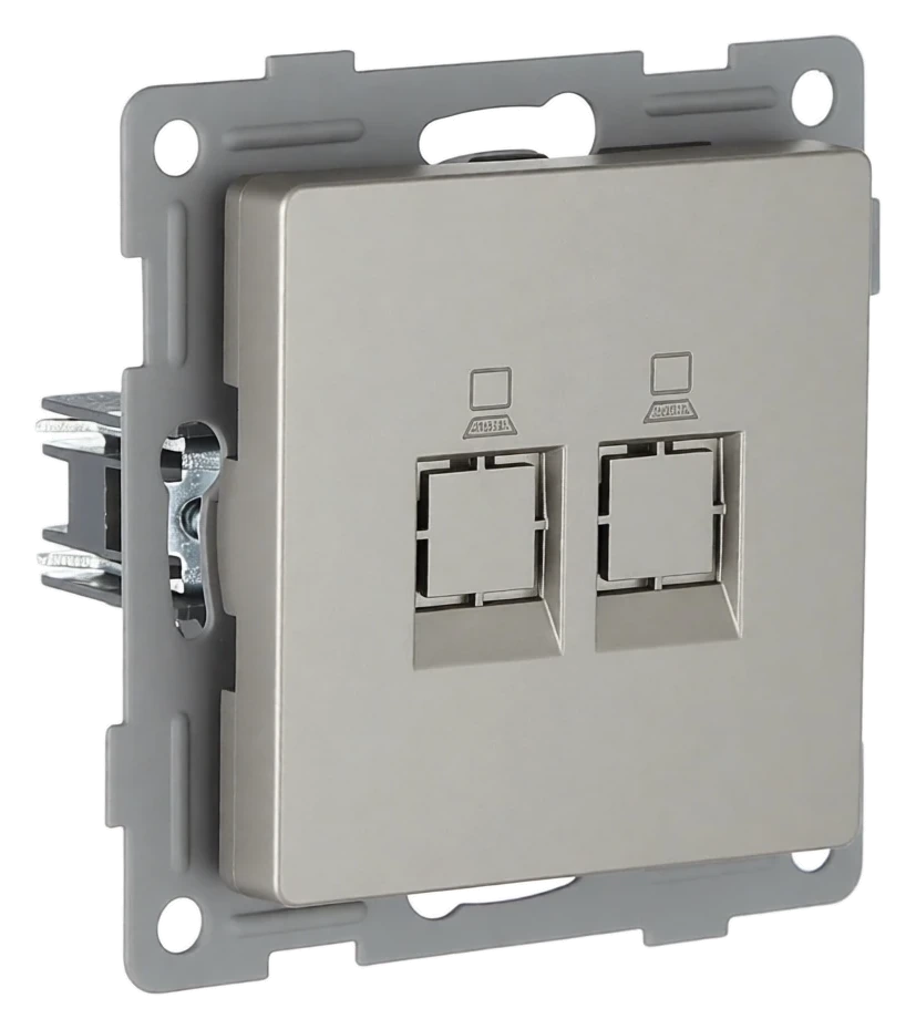 Розетка RJ45 (cat 5e) 2-я серая Софт-тач